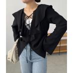 ブラウス シャツ フリルリボンブラウス レディース