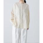 ショッピンググレー ブラウス シャツ リネンダブルポケットワイドシャツ レディース