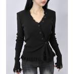 ショッピングフリンジ カーディガン 「2WAY」フリンジデザインラップカーディガン レディース