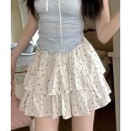 スカート 「春夏新作」ミニドット柄ティアードミニスカート