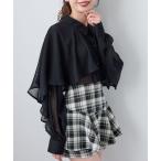 ブラウス シャツ シアーケープロングスリーブブラウス レディース