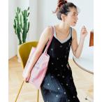 ワンピース 限定展開　シアー 小花柄 刺繍 キャミワンピース