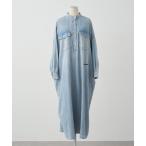 ワンピース ヴィンテージライクデニムバンドカラーワンピース