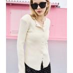 カーディガン パワーショルダースナップボタンニット レディース