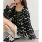 ブラウス シャツ 「軽い着心地」ドットフラワーバルーンブラウス レディース