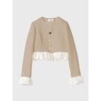 ジャケット ノーカラージャケット 「PRE ORDER」ハートビジューボタンAttachedジャケット レディース