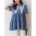 ワンピース ビッグカラーフレアミニワンピース チェック柄