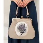 ハンドバッグ フレームスミレ刺繍がま口バッグ