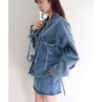 デニムジャケット gジャン 「リボン取り外し可/SETUP対応」デニムリボンジャケット レディース