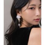 イヤリング シアー フラワー ボリューム ロング イヤリング レディース