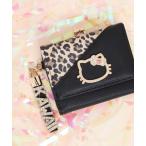 財布 キティ合皮ヒョウ柄フレームプレート口金ミニ財布 レディース