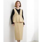 ショッピングミモレ丈 ワンピース 「体型カバー」ペプラムドッキングジャンドレ