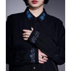 シャツ 「UVカット＆イージーケア」ローズ刺繍トロミシャツ メンズ レディース