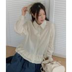 ブラウス シャツ 「2026SS新作アイテム」ストライプフリルシュシュ＆ラブリーフリルストライプシャツブラウスSET レディース