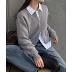 カーディガン ミニブークレWジップカーディガン レディース