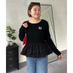 tシャツ 「MOMO」裾フリルドッキングトップス レディース