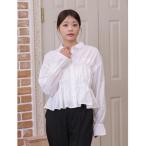 ブラウス シャツ シャーリングフリルシャ