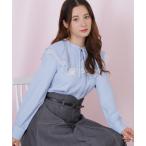 ブラウス シャツ ビッグカラーレースレイヤードブラウス レディース