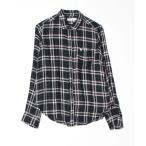 「Abercrombie&Fitch」 チェック柄長袖シャツ S ネイビー レディース