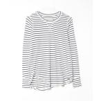 「Abercrombie&Fitch」 ボーダー柄長袖Tシャツ S ホワイト メンズ