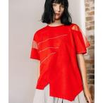 tシャツ シアーレイヤードエンブロイダリーラインＴシャツ レディース