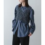 ショッピング2way ベスト ジレ 「洗濯可」2wayリボンヤーンループニットベスト レディース