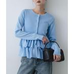 カーディガン 「洗濯可」ウェーブペプラムニットカーディガン レディース