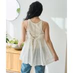 キャミソール インド ラメドット刺繍 バックオープンキャミソール「セットアップ対応」