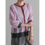 ショッピングcolors カーディガン 「予約」3colorsポリ麻　クルーネックカーデ レディース