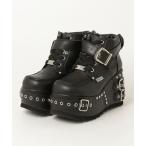 ブーツ ヨースケYOSUKEウィメンズ厚底ベルテッドスタッズレースアップブーツ4460125 レディース