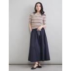 ワンピース ポロニット×タックフレアスカートドッキングワンピース