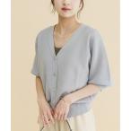 カーディガン Vネックハーフスリーブニットカーディガン レディース