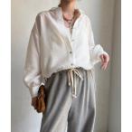 ブラウス シャツ 袖リブ襟付シアースピンドルブラウス レディース