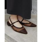 パンプス シアーメッシュポインテッドトゥ細ストラップミュールサンダル