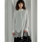 ブラウス シャツ 「2026S/S COLLECTION」裾ランダムレースポプリンチュニックシャツ レディース