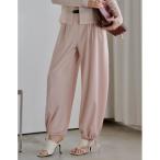 ショッピングサテン パンツ 「2026S/S COLLECTION」「低身長/高身長サイズ有」マットサテン裾ドロストバルーンワイドパンツ レディース