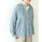 ショッピングダブルガーゼ ブラウス シャツ ダブルガーゼ フードブラウス レディース