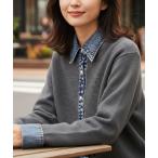 ジャケット テーラードジャケット デニム×ニット切替ジャケット レディース