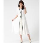 ワンピース 2026春夏新作 フロントプリーツ配色ワンピース