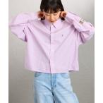 ブラウス シャツ 「GYMPHLEX/ジムフレックス」 ショート丈 ボタンダウン タイプライターストライプシャツ レディース