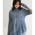 ベスト ジレ デニムペプラムジレ レディース