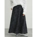 スカート 花柄テープ刺繍フレアスカート