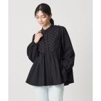 ブラウス シャツ コンビ ギャザー ブラウス レディース