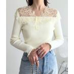 ニット セーター レースオフショルリブニット レディース