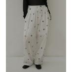 ショッピング綿100 パンツ 配色刺繍イージーパンツ レディース