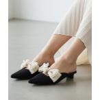 パンプス リボンミュールパンプス