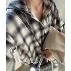 パジャマ ルームウェア チェックフーディーシャツ レディース