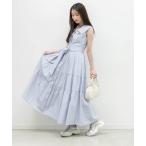 シャツワンピース ロゴ刺繍シャツティアードワンピース