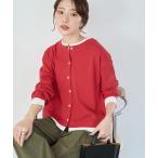 カーディガン 限定展開　タック リブ レイヤード ボタン カーディガン レディース