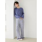 パジャマ ルームウェア 「WhiteDay」リブカーディガン＆チェックロングパンツセット レディース